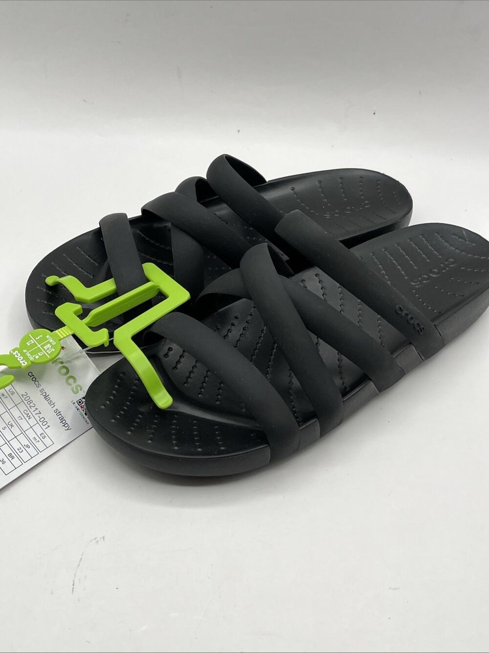 Crocs Splash Strappy Sandals Black 208217-001 Women’s Slip On Slides Sz 7 NWT